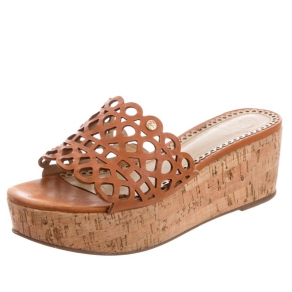 Tory Burch Shoes - Tory Burch Dunn Leather Wedge Slide Mule